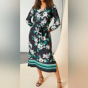 Floral Black and Green Women's Dress